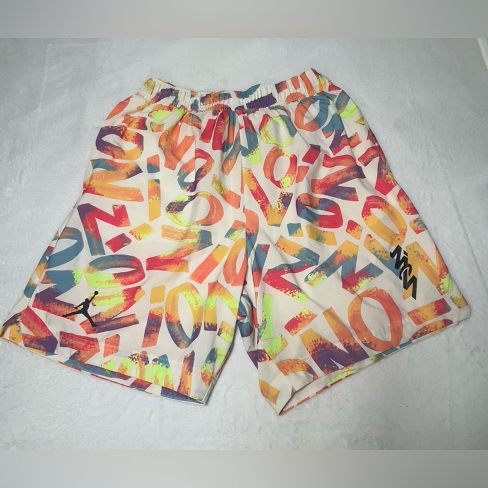 JORDAN dri fit shorts Zion 1 “Noah” Dri-Fit multi color athletic Shorts Men’s L